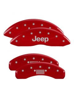 MGP 4 Caliper Covers Engraved Front JEEP Engraved Rear JEEP Grill Logo Red Finish Silver Characters buy in USA