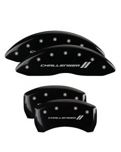 MGP 4 Caliper Covers Engraved Front & Rear With stripes/Challenger Black finish silver ch buy in USA