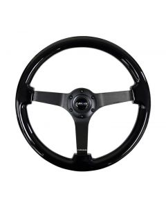 NRG Reinforced Steering Wheel Classic Wood Grain (350mm / 3in. Deep) Matte Black Solid 3-Spoke buy in USA