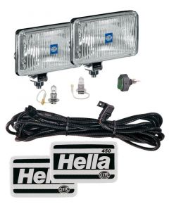 Hella 450 H3 12V SAE/ECE Fog Lamp Kit Clear - Rectangle (Includes 2 Lamps) buy in USA