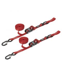 SpeedStrap 1In x 15Ft Ratchet Tie Down w/ Snap FtSFt Hooks Soft Tie (2 Pack) - Red buy in USA