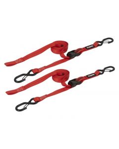 SpeedStrap 1In x 10Ft CAM-Lock Tie Down w/ Snap FtSFt Hooks (2 Pack) - Red buy in USA