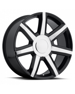 Escalade Luxury Replica Wheels Gloss Black with Chrome Inserts Factory Reproductions FR 56 buy in USA