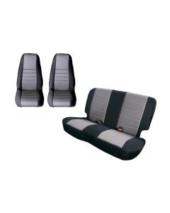 Rugged Ridge Seat Cover Kit Black/Gray 80-90 Jeep CJ/YJ buy in USA