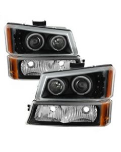 xTune Chevy Silverado 03-06 Projector Headlights 4pcs - LED Halo - Black PRO-JH-CSIL03-SET-BK buy in USA