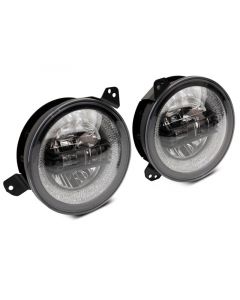 Raxiom 18-22 Jeep Wrangler JL/JT Axial 9-Inch LED Headlights w/RGB Halo- Blk Housing (Clear Lens) buy in USA