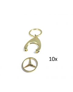 10x Orig. Mercedes-Benz Schlüsselanhänger Einkaufs Chip Einkaufswagen Stern gold buy in USA