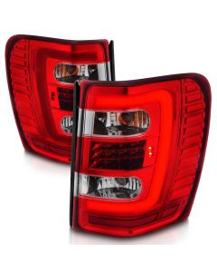 ANZO 1999-2004 Jeep Grand Cherokee LED Tail Lights w/ Light Bar Chrome Housing Red/Clear Lens buy in USA