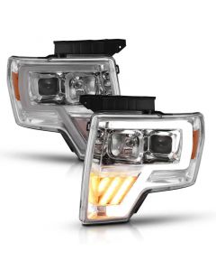 ANZO 2009-2014 Ford F-150 Projector Headlight Chrome Amber buy in USA