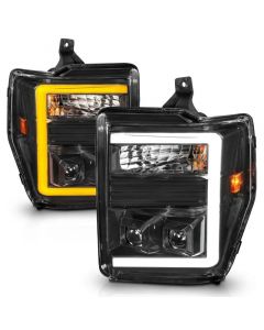 ANZO 08-10 Ford F-250 - F-550 Super Duty Projector Headlights w/ Light Bar Switchback Black Housing buy in USA