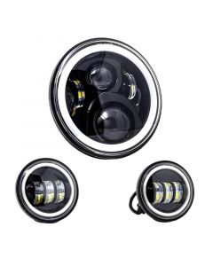 Letric Lighting 7? Full-Halo Black LED Headlight with (2) 4.5? Full-Halo Black Passing Lamps buy in USA