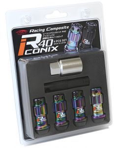 Project Kics 12X1.25 R40 Iconix Neochrome Lug Nut Lock Set - 4 buy in USA