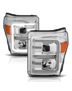 ANZO 11-16 Ford F-250/F-350/F-450 Projector Headlights w/ Plank Style Switchback Chrome w/Amber buy in USA