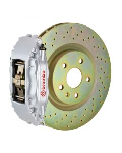 Brembo 82-89 6-Series Front GT BBK 4 Piston Cast 2pc 332x32 1pc Rotor Drilled-Silver buy in USA