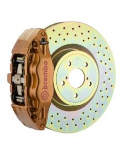 Brembo 02-07 Impreza/WRX/08-14 WRX Front GT BBK 4 Piston Cast 2pc 326 x30 1pc Rotor Drilled - Gold buy in USA