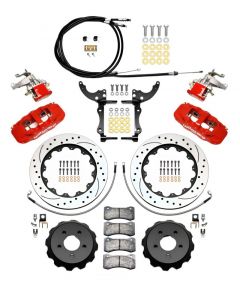 Wilwood AERO4 / MC4 Rear Kit 14.00 Drilled Red 2015-Up Mustang w/Lines & Cables buy in USA