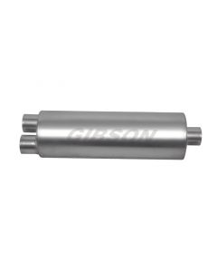 Gibson SFT Superflow Dual/Center Round Muffler - 8x24in/3in Inlet/4in Outlet - Stainless buy in USA