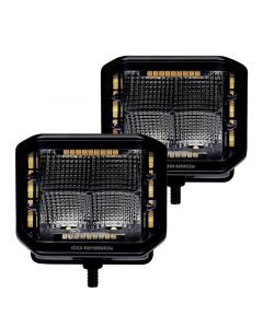 Go Rhino Xplor Blackout Combo Series Cube Sideline LED Flood Lights w/Amber 4x3 - Blk (Pair) buy in USA