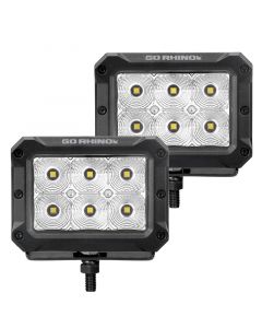 Go Rhino Xplor Bright Series Rectangle LED Flood Light Kit (Surface/Thread Std Mnt) 4x3 - Blk (Pair) buy in USA