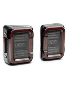 Raxiom 07-18 Jeep Wrangler JK Axial Series LED Halo Tail Lights- Black Housing (Dark Smoked Lens) buy in USA