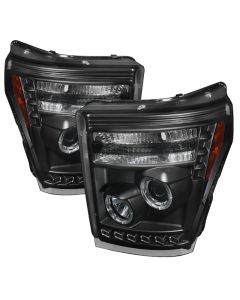 Spyder Ford Super Duty 11-15 Projector Headlights LEDHalo DRL Blk High H1 Low 9006 PRO-YD-FS11-HL-BK buy in USA