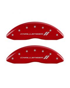 MGP 4 Caliper Covers Engraved Front & Rear With stripes/Challenger Red finish silver ch buy in USA