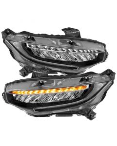 ANZO 16-17 Honda Civic Projector Headlights Plank Style Black w/Amber/Sequential Turn Signal buy in USA