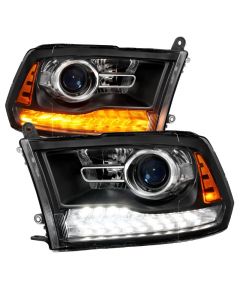 ANZO 09-18 Dodge Ram 1500/2500/3500 LED Plank Style Headlights Switchback + Sequential - Matte Black buy in USA