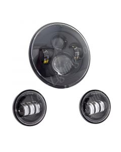 Letric Lighting 7? LED Black Premium Headlight with (2) 4.5? Black Passing Lamps buy in USA