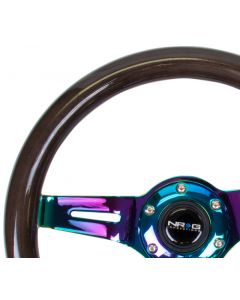 NRG Classic Wood Grain Steering Wheel (310mm) Black w/Neochrome 3-Spoke Center buy in USA