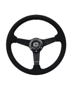 NRG Sport Steering Wheel (350mm/ 1.5in. Deep) Matte Black Spoke/ Black Alcantara w/ Black Stitching buy in USA