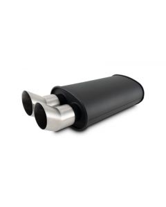 Vibrant Streetpower Flat Blk Muffler 9x5x15in Body 2.5in Inlet ID 3in Tip OD w/Dual DTM Tips buy in USA