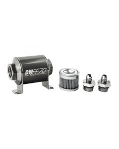 DeatschWerks Stainless Steel 6AN 100 Micron Universal Inline Fuel Filter Housing Kit (70mm) buy in USA