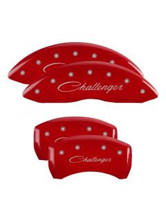 MGP 4 Caliper Covers Engraved Front & Rear Cursive/Challenger Red finish silver ch buy in USA