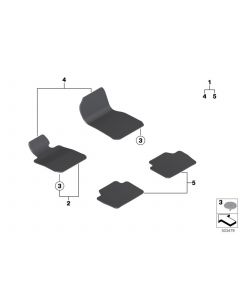 Genuine Front Rear Floor Mats Set 4 Pieces Velour Polar Blue RHD 51 47 8 069 168 buy in USA