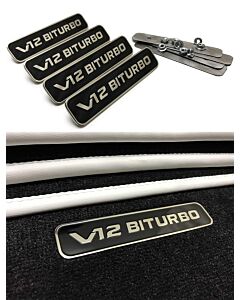 V12 Biturbo Emblem Mercedes Benz Style Metal Emblems for Floor Mats V12 Biturbo Floor Logo Badge for Mercedes-Benz Vehicles 4 pcs buy in USA