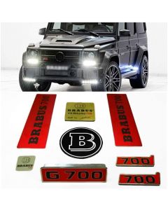 Mercedes Benz G-Class W463 G63 G55 G500 G700 Wagon G Class Set of Badges Emblems Engine Bay Logo Stickers Covers Exterior Interior 8 pcs Set Brabus 700 Style buy in USA