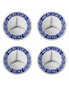 Mercedes-Benz Radnabenabdeckungen-Set, Stern mit Lorbeerkranz blau klassisches Design buy in USA