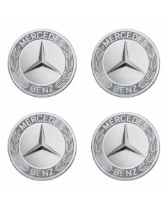 4 Mercedes-Benz Radnabenabdeckungen Stern mit Lorbeerkranz grau buy in USA