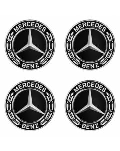 Mercedes-Benz Radnabenabdeckungen-Set Stern mit Lorbeerkranz schwarz buy in USA