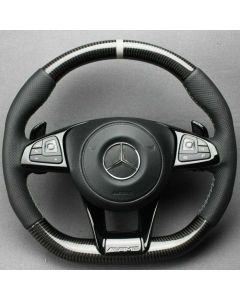 Mercedes-Benz W213 Class AMG Style Steering Wheel – Carbon Leather Gray Stripe buy in USA