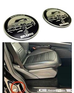 Mercedes-Benz W463A/W464 G63/G500 Brabus Style Metallic Black Chrome Glossy Body Interior Pillars Round Badges Emblems Logos (2 pcs set) buy in USA