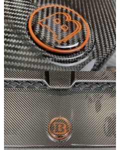 Carbon fiber Brabus logo with oragne trim for Mercedes G Class bonnet buy in USA