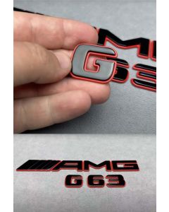 Tail AMG G63 emblem in black color with red trim for Mercedes Benz G Class buy in USA