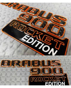 Carbon Brabus 900 Rocket Edition logo with orange trim for Mercedes G Class trunk buy in USA