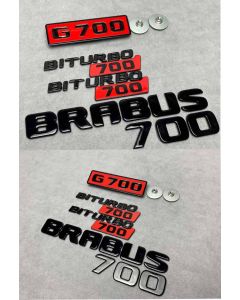 Brabus Biturbo G700 emblems kit in black and red color for Mercedes G-Wagon buy in USA