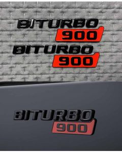 Brabus badge Biturbo 900 black metal letters with red plate buy in USA