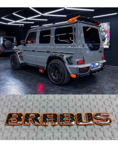 Carbon fiber rear Brabus badge with orange trim for Mercedes Benz G Class buy in USA