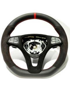 Mercedes-Benz W205 C/GLS/GLE/CLA/CLS Steering Wheel Leather Alcantara Red Stripe buy in USA