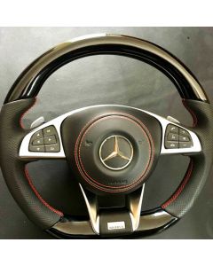 Mercedes Steering Wheel GLE GLC GLS W205 Brabus Style Carbon Piano Black Leather buy in USA